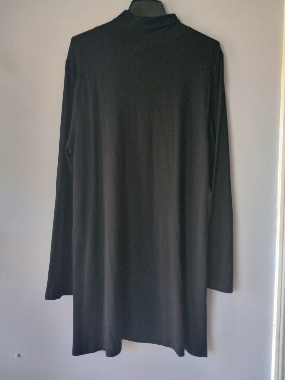 Eileen Fisher Black Knit Long Sleeve Mock Turtleneck Tunic Dress L Lagenlook